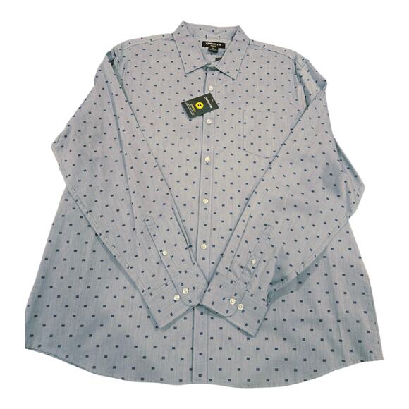 NWT Claiborne Men's Light Blue with Navy Accents Stretch Causal Shirts 2XL - Picture 3 of 6